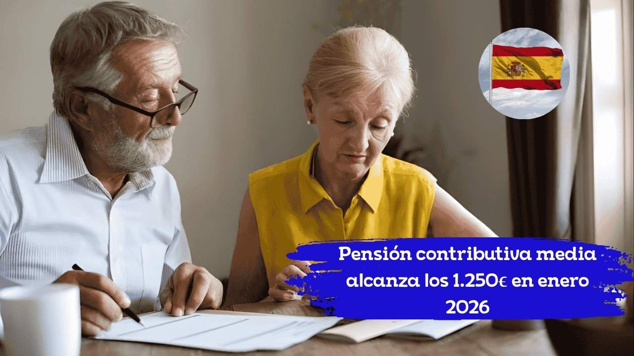 Pensión contributiva media alcanza los 1.250€ en enero 2026